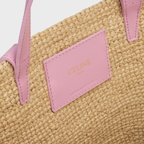 Céline - Classic Panier petit modèle Souple Raphia et veau Pink