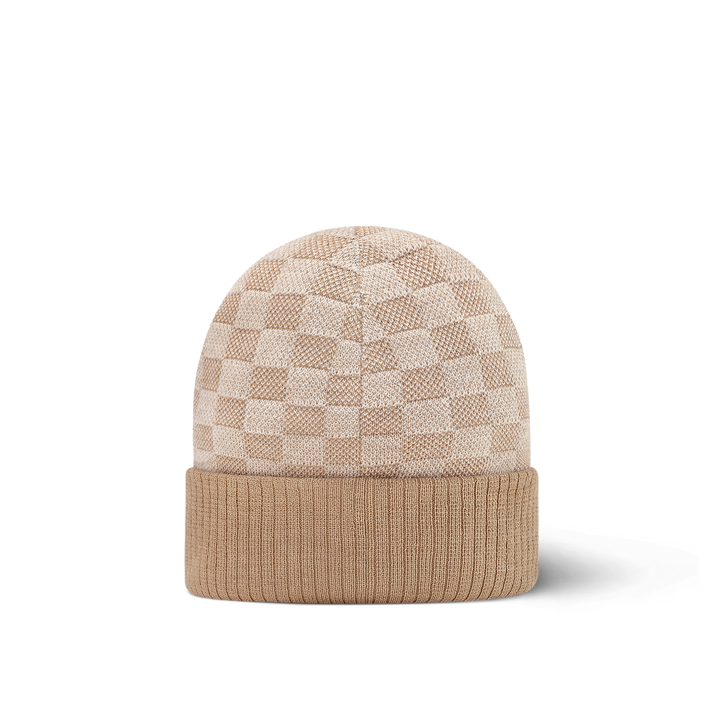 Bonnet et Écharpe Néo Petit Damier Beige