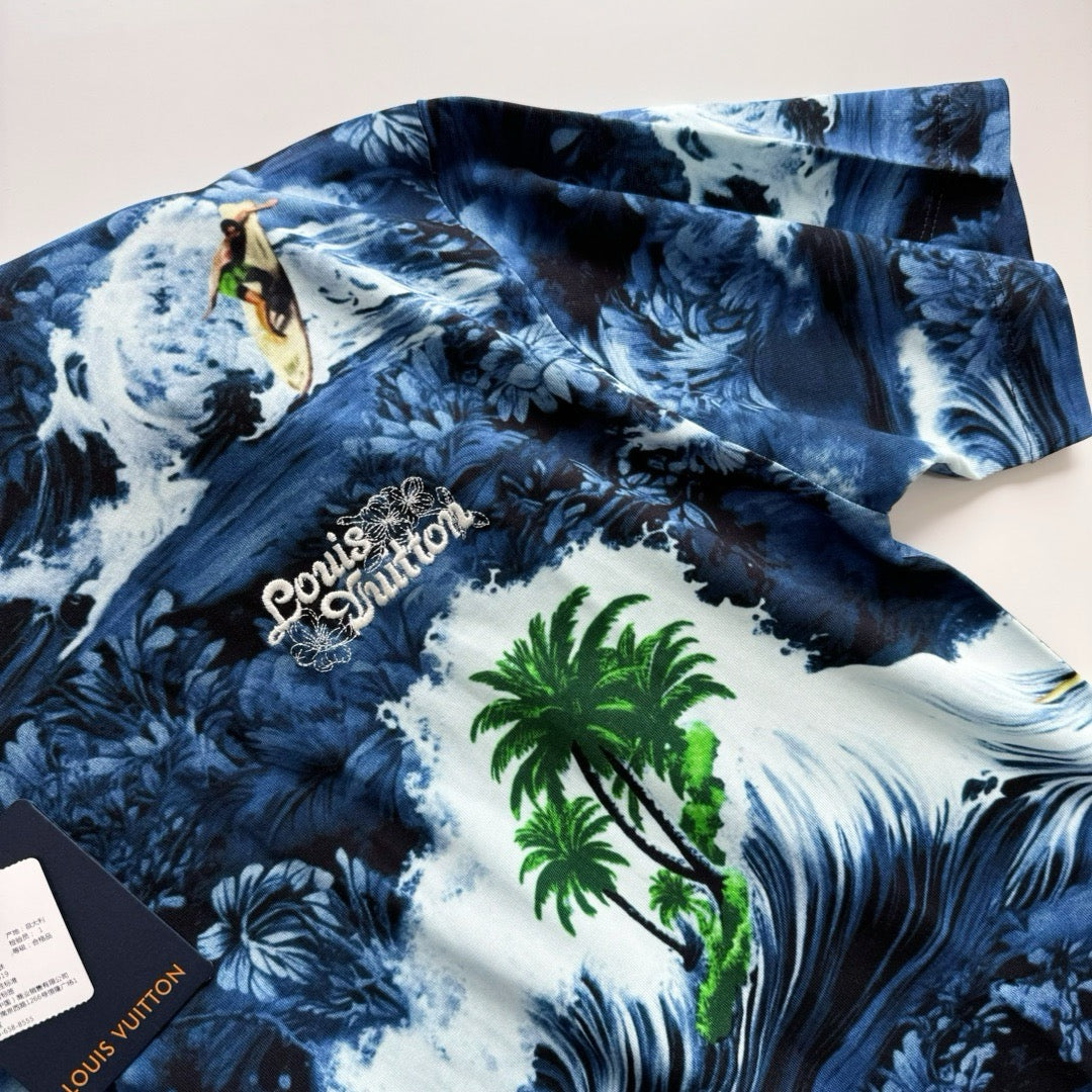 Tee-shirt lv  manches courtes imprimé en coton