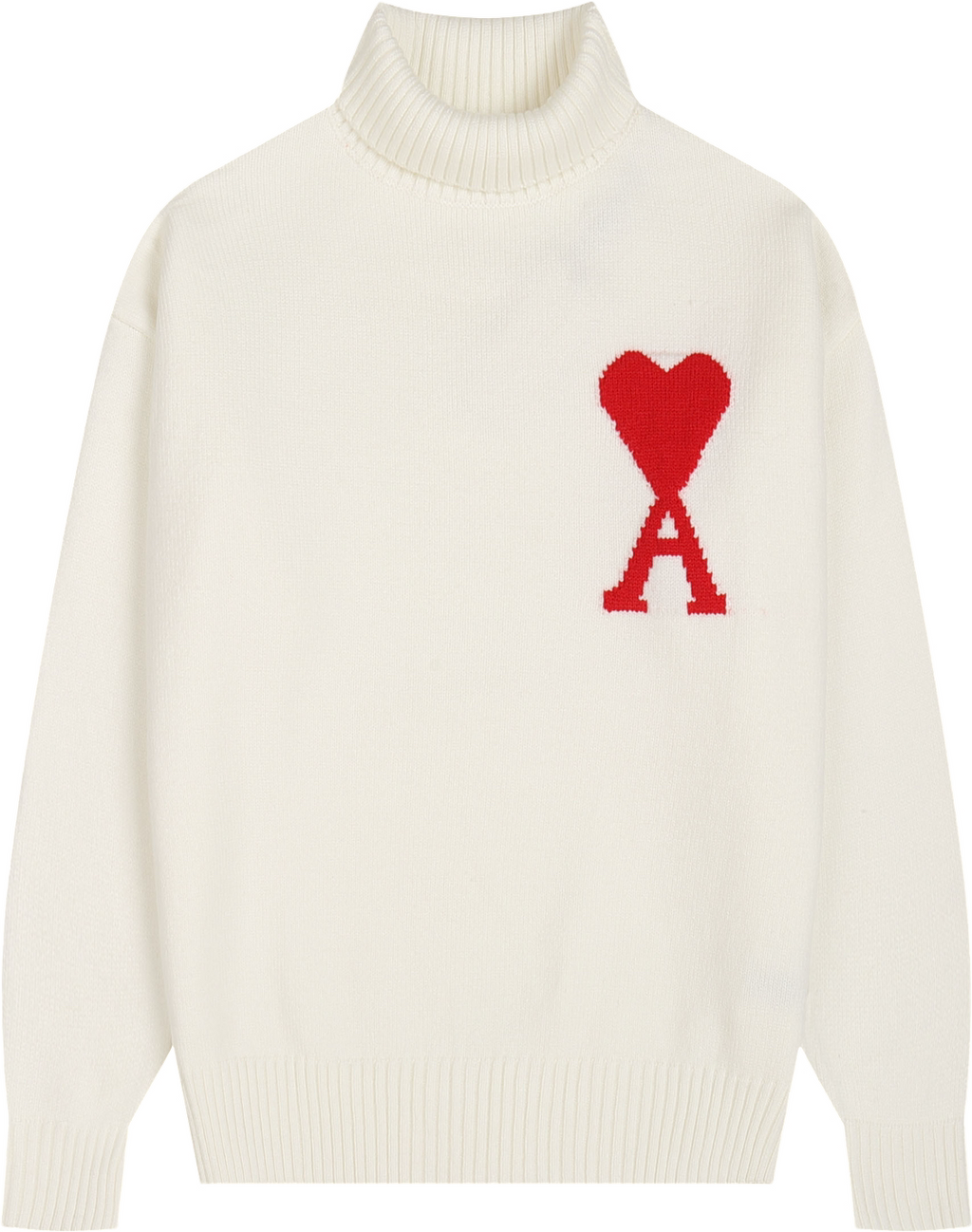 Pull  blanc à petit logo ami de cœur rouge
