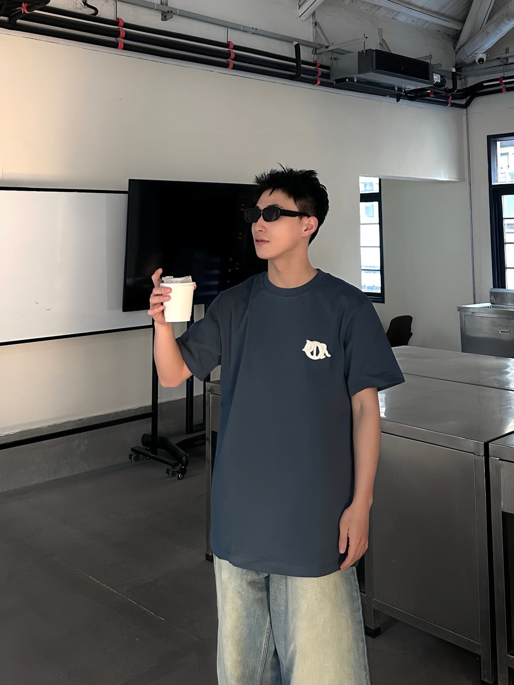 T-shirt Cd Charm, coupe relax Jersey de coton bleu