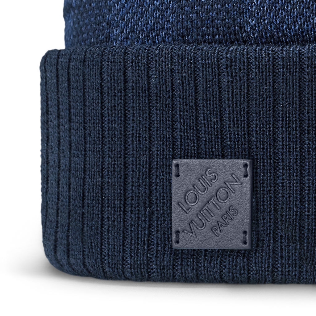 Bonnet et Écharpe Néo Petit Damier Bleu Marine