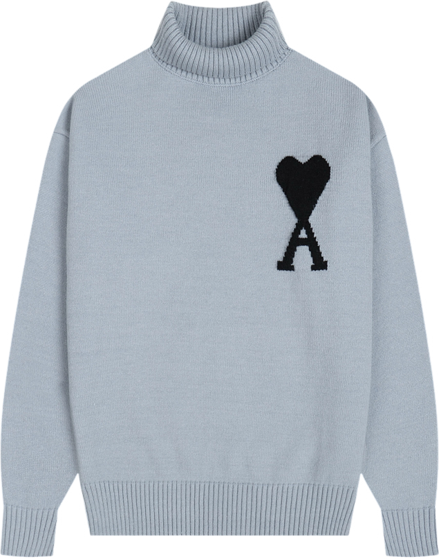 Pull  bleu à petit logo ami de cœur noir