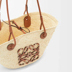 Loewe - Petit panier Anagram en palmier Iraca et cuir de veau Natural Tan