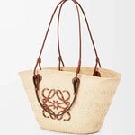 Loewe - Panier Anagram en palmier Iraca et cuir de veau
