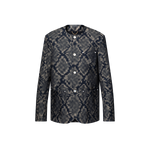 Veste chic sans col en denim graphique