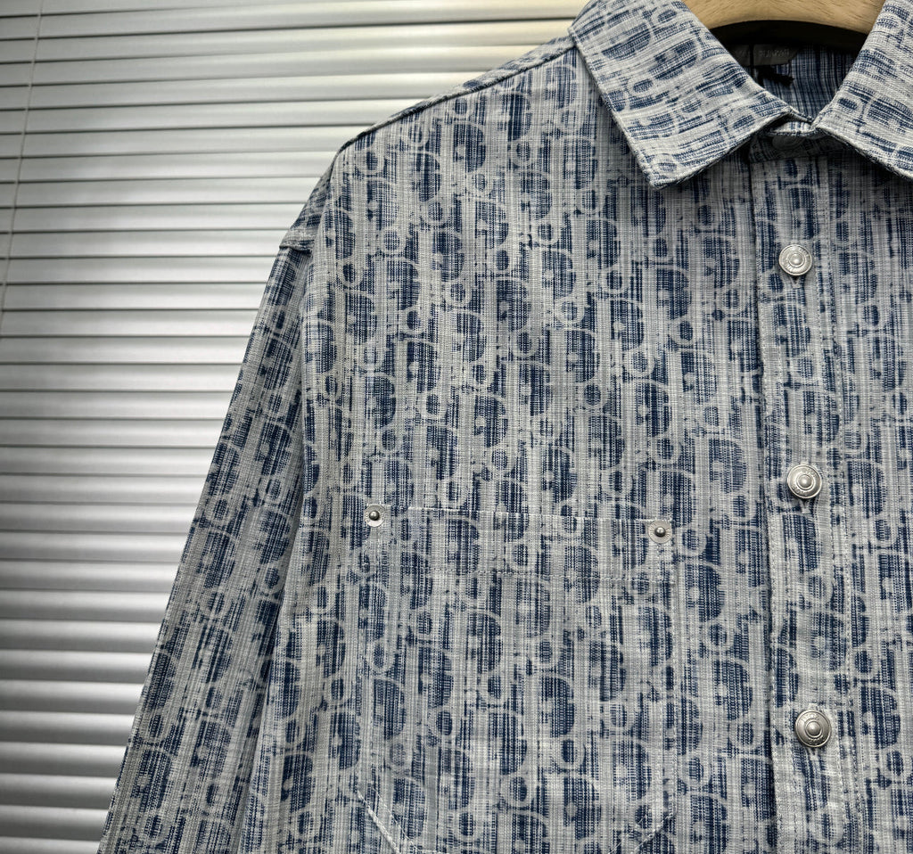 Surchemise  Denim CD Oblique coton bleu et blanc