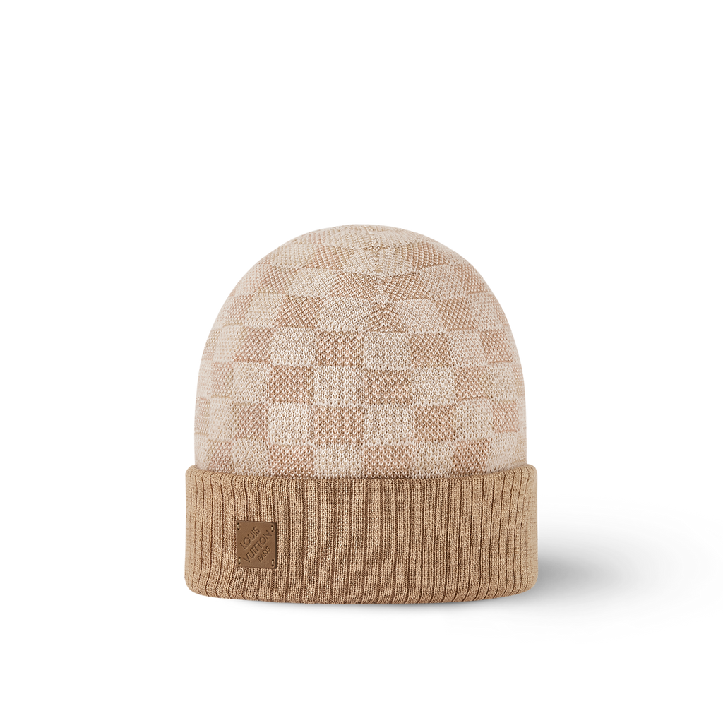 Bonnet et Écharpe Néo Petit Damier Beige