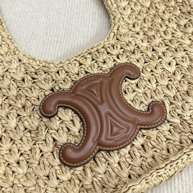 Céline - HOBO BAG IN Raffia and Calfskin