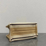 C­eli­ne - Small Cabas Thais Striped Textile Beige Noir