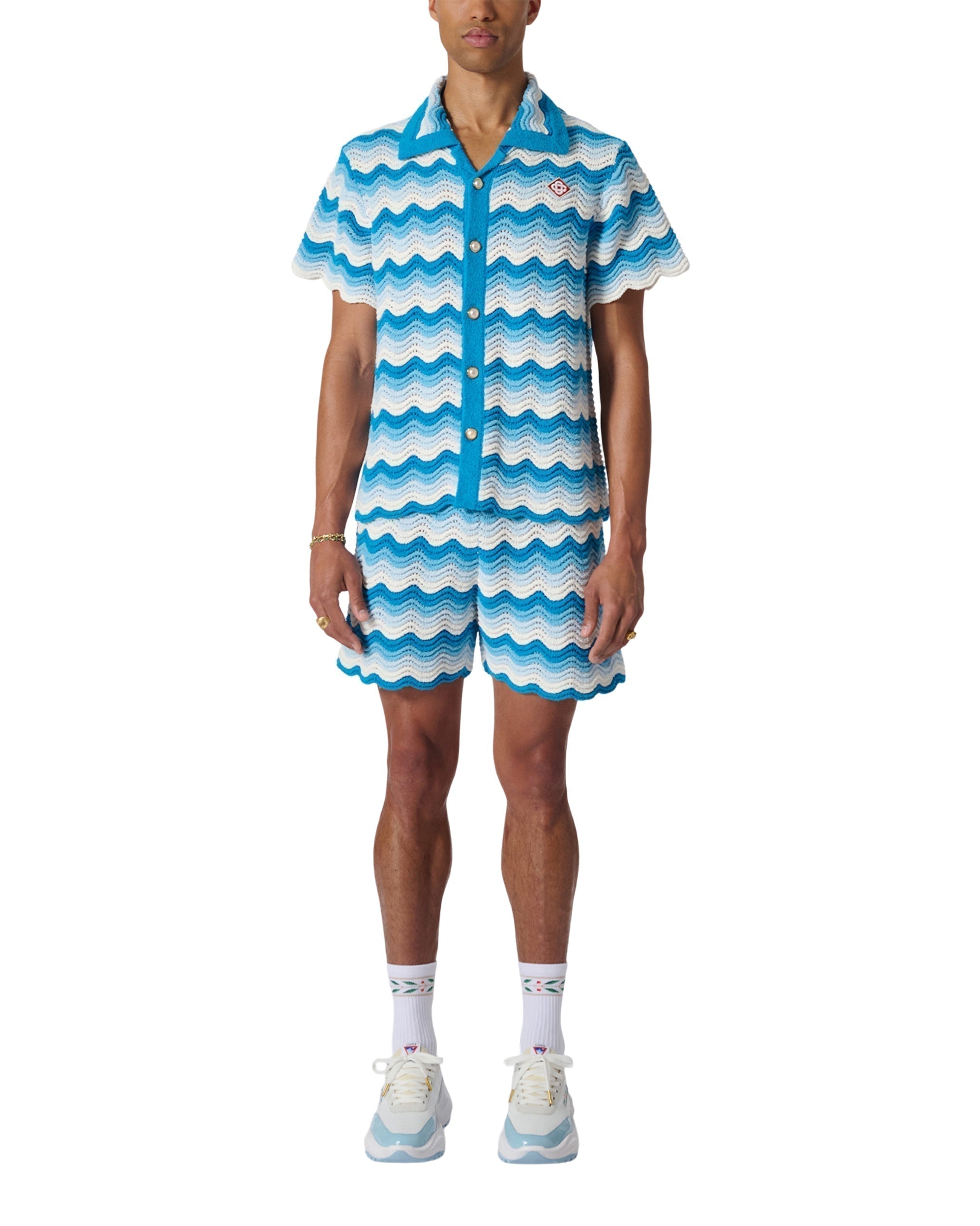 Wavy Gradient Crochet Shirt