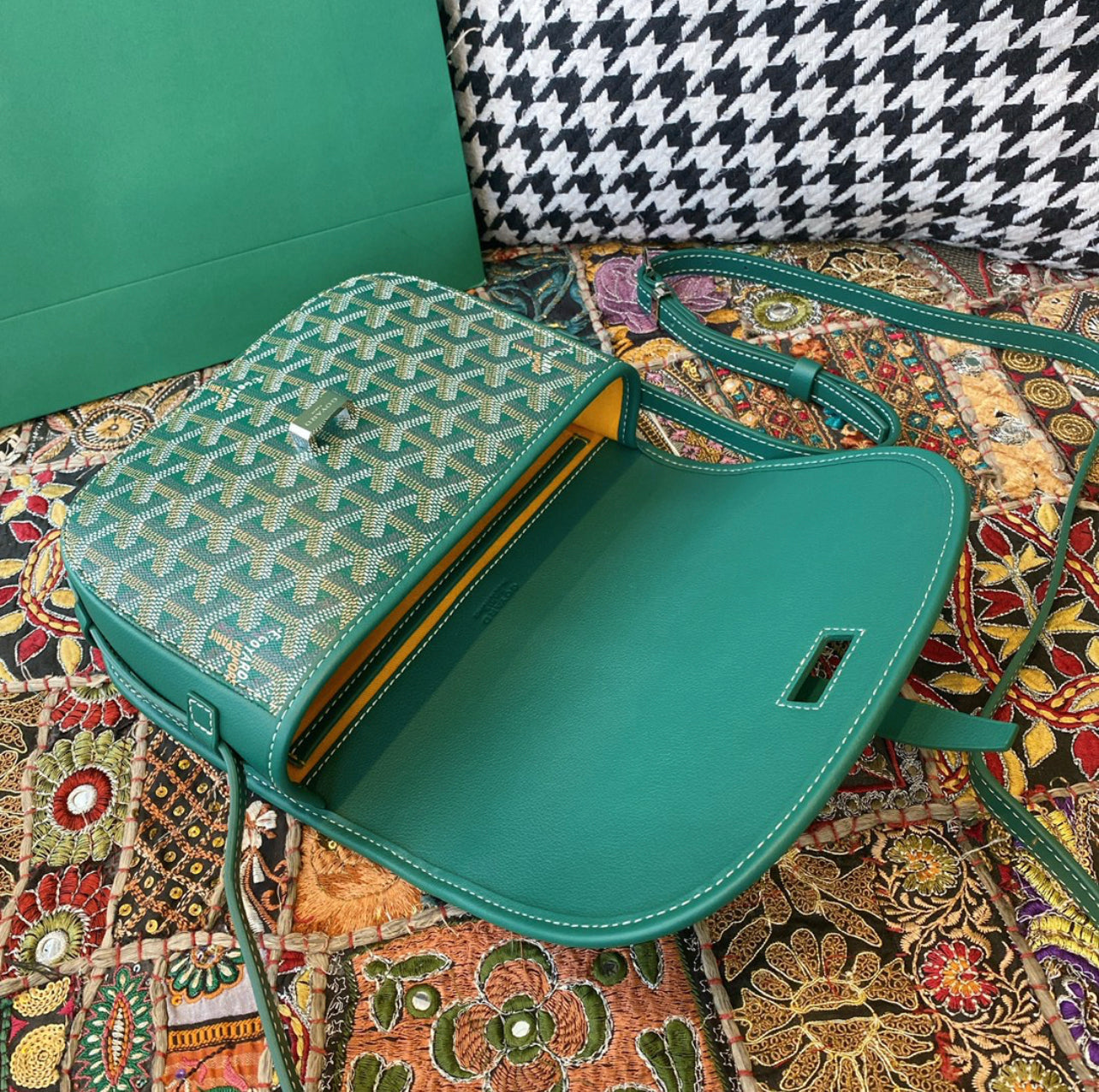 Sac Belvédère  green leather