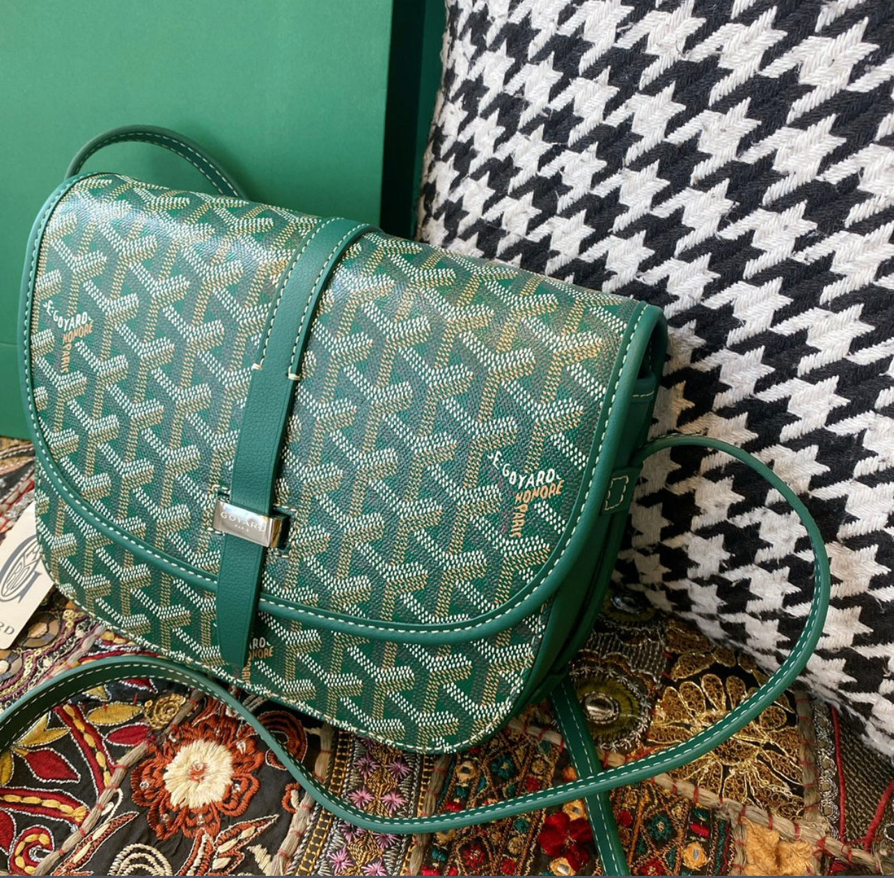 Sac Belvédère  green leather
